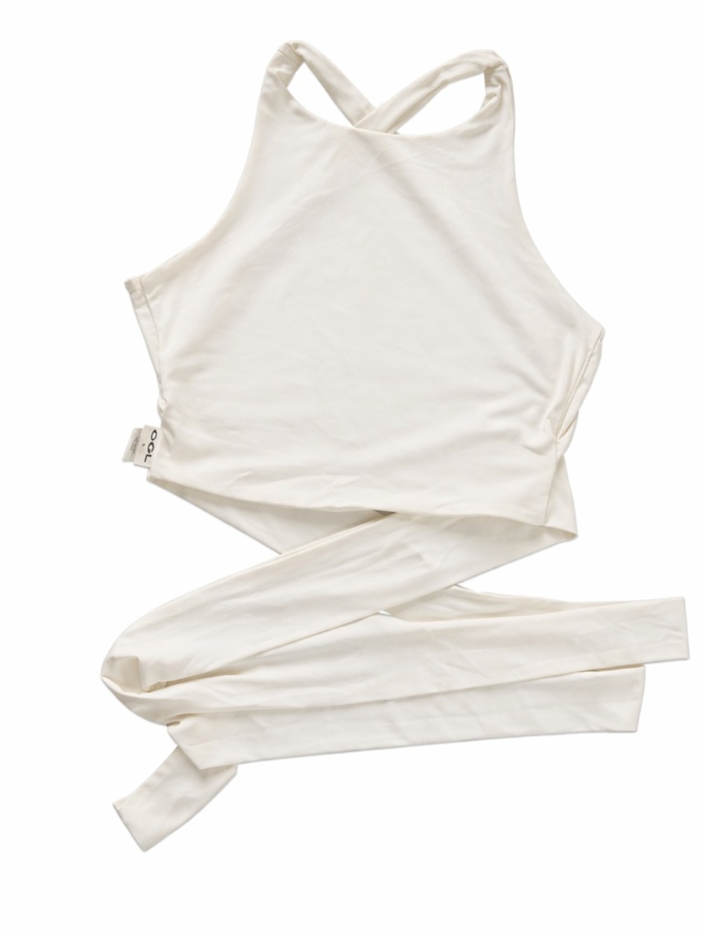 OGL White Halter Top with Cross Straps in Back